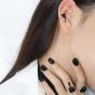 Black Fluid Heart Irregular 925 Sterling Silver Non-Pierced Earring(Single)