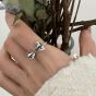Bridesmaid Sweet Bow-Knot Irregular Round  925 Sterling Silver Adjustable Ring