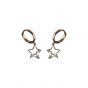 Beautiful Shining Hollow CZ Star 925 Sterling Silver Hoop Earrings