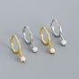 Minimalist Round Shell Pearl 925 Sterling Silver Hoop Earrings