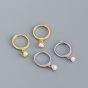 Minimalist Round Shell Pearl 925 Sterling Silver Hoop Earrings