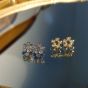 Beautiful Shining CZ Flower 925 Sterling Silver Stud Earrings