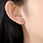 Honey Moon Pink CZ FLowers 925 Sterling Silver Stud Earrings