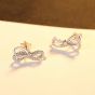 Fashion CZ Bowknow Hollow 925 Sterling Silver Stud Earrings
