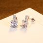 Classic Round Triangle CZ 925 Sterling Silver Stud Earrings
