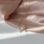 Sweet Star Moon CZ Natural Pearl Bowknot 925 Sterling Silver Necklace