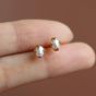 Simple Mini Oval Shell Pearl 925 Sterling Silver Stud Earrings