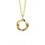 Women Colorful CZ Round Circle 925 Sterling Silver Necklace