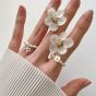 Girl Beautiful Daisy Flower Shell Pearls 925 Sterling Silver Adjustable Ring