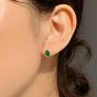 Elegant Green Agate Oval 925 Sterling Silver Stud Earrings