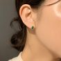 Elegant Green Agate Oval 925 Sterling Silver Stud Earrings