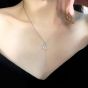 Lady BABY Letters Geometry Rectangle CZ 925 Sterling Silver Necklace