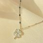 Anniversary Shell Four Leaf Clover 925 Sterling Silver Necklace