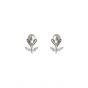 Cute Mini Shell Pearl Lily Flower CZ 925 Sterling Silver Stud Earrings
