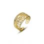 Casual Hollow Leaf Branch Wide 925 Sterling Silver Adjustable Ring