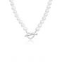 Anniversary Arrow Heart Shell Pearls 925 Sterling Silver Necklace