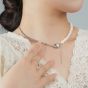 Asymmetry Shining CZ Star Heart Tassels Shell Pearls 925 Sterling Silver Necklace