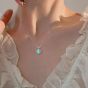 Colorful Heart Oval Moonstone 925 Sterling Silver Necklace
