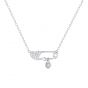 Fashion CZ Heart Clip Pin 925 Sterling Silver Necklace