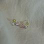 Sweet Pink CZ Heart Leaf Cherry 925 Sterling Silver Stud Earrings