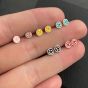 Cute Mini Colorful Round Smile Face 925 Sterling Silver Stud Earrings