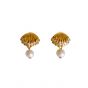 Elegant Shell Pearl Scallop 925 Sterling Silver Stud Earrings
