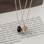 Simple AB Oval Black CZ 925 Sterling Silver Necklace