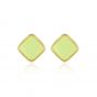 Office Green Epoxy Orange Rhombus Geometry 925 Sterling Silver Stud Earrings