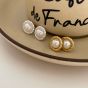 Elegant Round Shell Pearl Twisted Border 925 Sterling Silver Stud Earrings