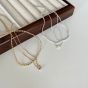 New Double Layers Beads Chain 925 Sterling Silver Necklace
