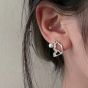 Asymmetry Hollow Butterfly Shell Pearl Women 925 Sterling Silver Stud Earrings