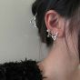Asymmetry Hollow Butterfly Shell Pearl Women 925 Sterling Silver Stud Earrings