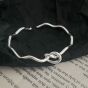 Simple Twisted Knot Wave S999 Sterling Silver Open Bangle