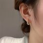 Women Mini Shell Pearls Twisted Cross 925 Sterling Silver Hoop Earrings