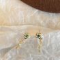 Elegant Green CZ Flower Chain Tassels 925 Sterling Silver Dangling Earrings
