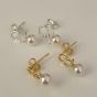 Women Round Shell Pearl Hollow Knot 925 Sterling Silver Stud Earrings
