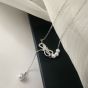 Anniversary Round Shell Pearl CZ Hollow Bow-Knot 925 Sterling Silver Necklace