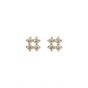 Geometry Four CZ Square 925 Sterling Silver Stud Earrings