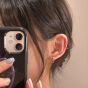 Minimalist CZ Black Epoxy Circle 925 Sterling Silver Hoop Earrings