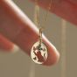 Girl Hollow Kittens Catch Butterflies Oval Tag 925 Sterling Silver Necklace