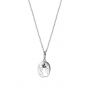 Girl Hollow Kittens Catch Butterflies Oval Tag 925 Sterling Silver Necklace