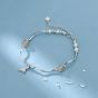 Sweet Fish Tail Shell Pearl Moonstone Beads 925 Sterling Silver Bracelet
