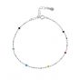 Girl Sweet Colorful Rainbow Round Beads 925 Sterling Silver Bracelet