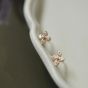 Pink Cute Mini CZ Flowers 925 Sterling Silver Stud Earrings