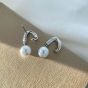 Elegant Shell Pearl CZ Geometry 925 Sterling Silver Dangling Earrings