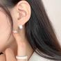 Fashion Geometry CZ Square 925 Sterling Silver Hoop Earrings