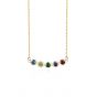 Rainbow Colorful Round CZ 925 Sterling Silver Necklace