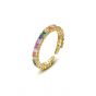 Colorful Rainbow Zircon 925 Sterling Silver Adjustable Ring