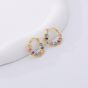 Beautiful Rainbow Colorful CZ Twisted Wave Border Circle 925 Sterling Silver Hoop Earrings