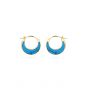 Fashion Abalone Shell Crescent Moon Circle  Created Turquoise 925 Sterling Silver Hoop Earrings